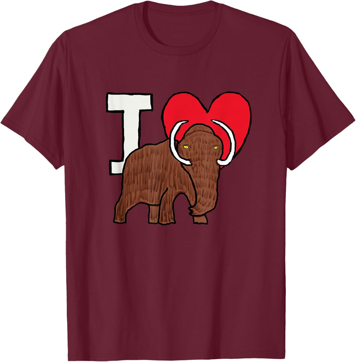 I Love Woolly Mammoths T-Shirt - T-Shirt | Maroon