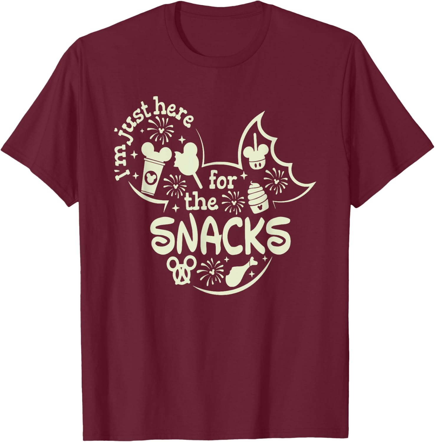 I'm Here For The Snacks, Snacks Goals T-Shirt - T-Shirt | Maroon