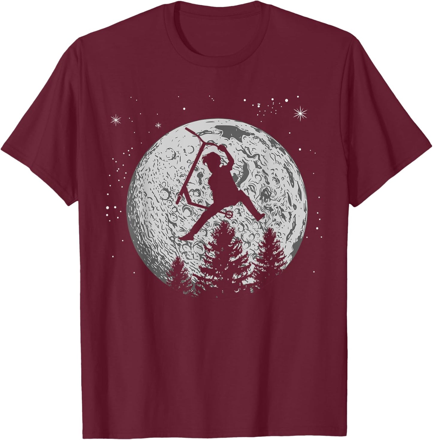 Scooter Stunt Retro Style Moon Scooter Gifts T-Shirt - T-Shirt | Maroon