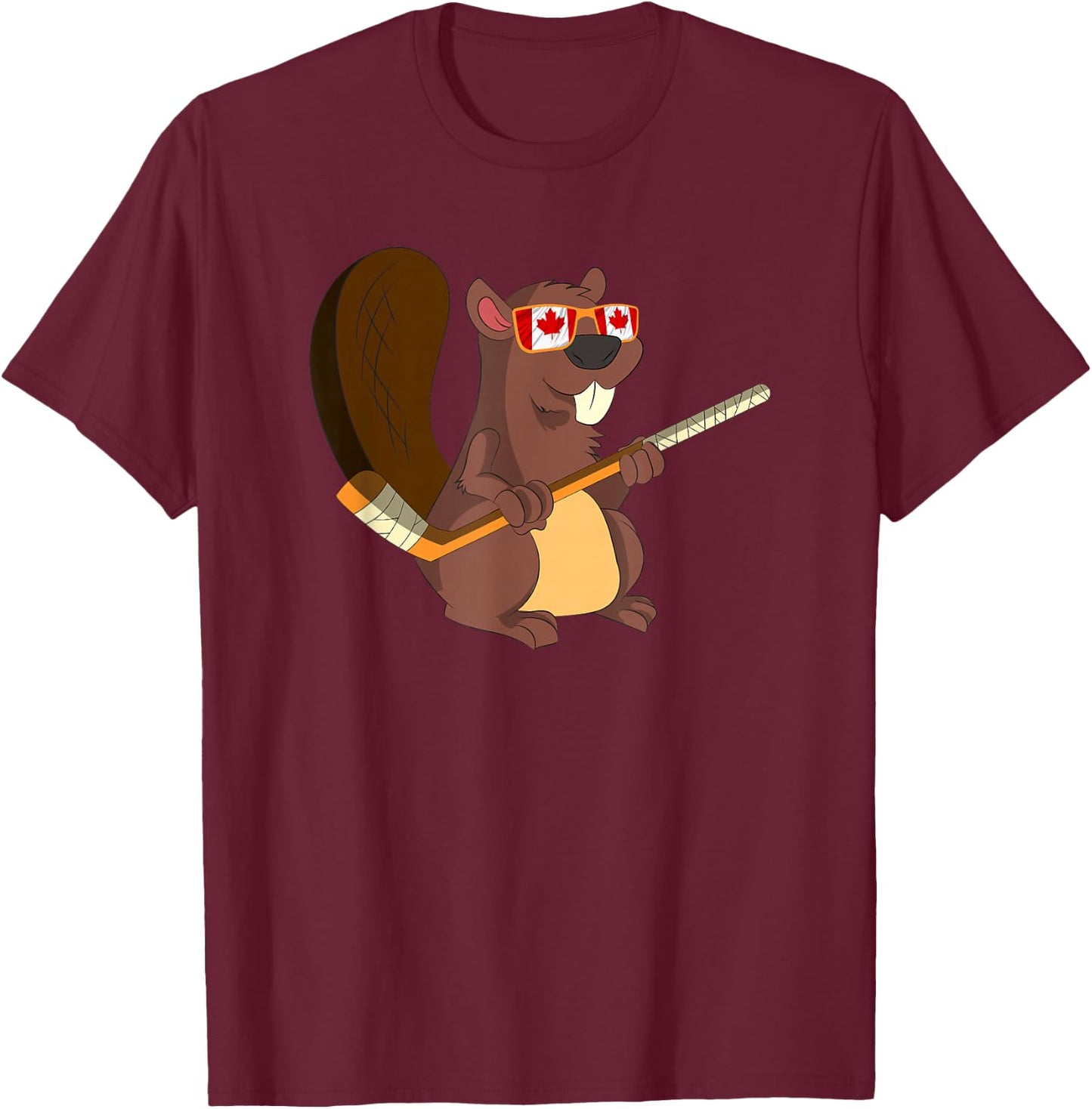 Beaver Hockey Rodent Canadian Gift Sweet Canada T-Shirt - T-Shirt | Maroon