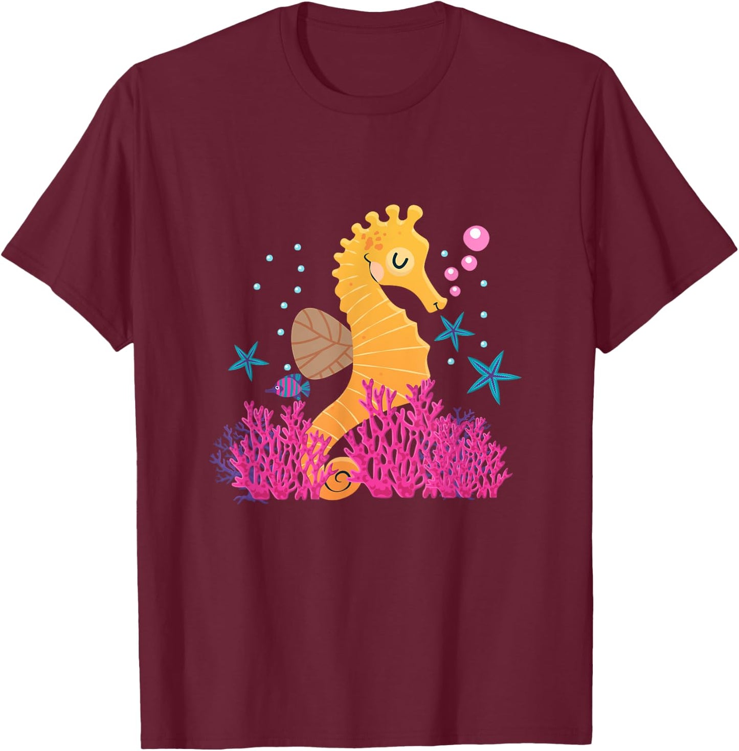 Sea Animal Ocean Creature Seahorse T-Shirt - T-Shirt | Maroon