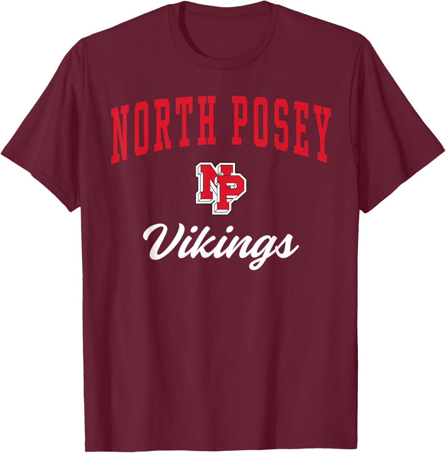 North Posey High School Vikings T-Shirt - T-Shirt | Maroon