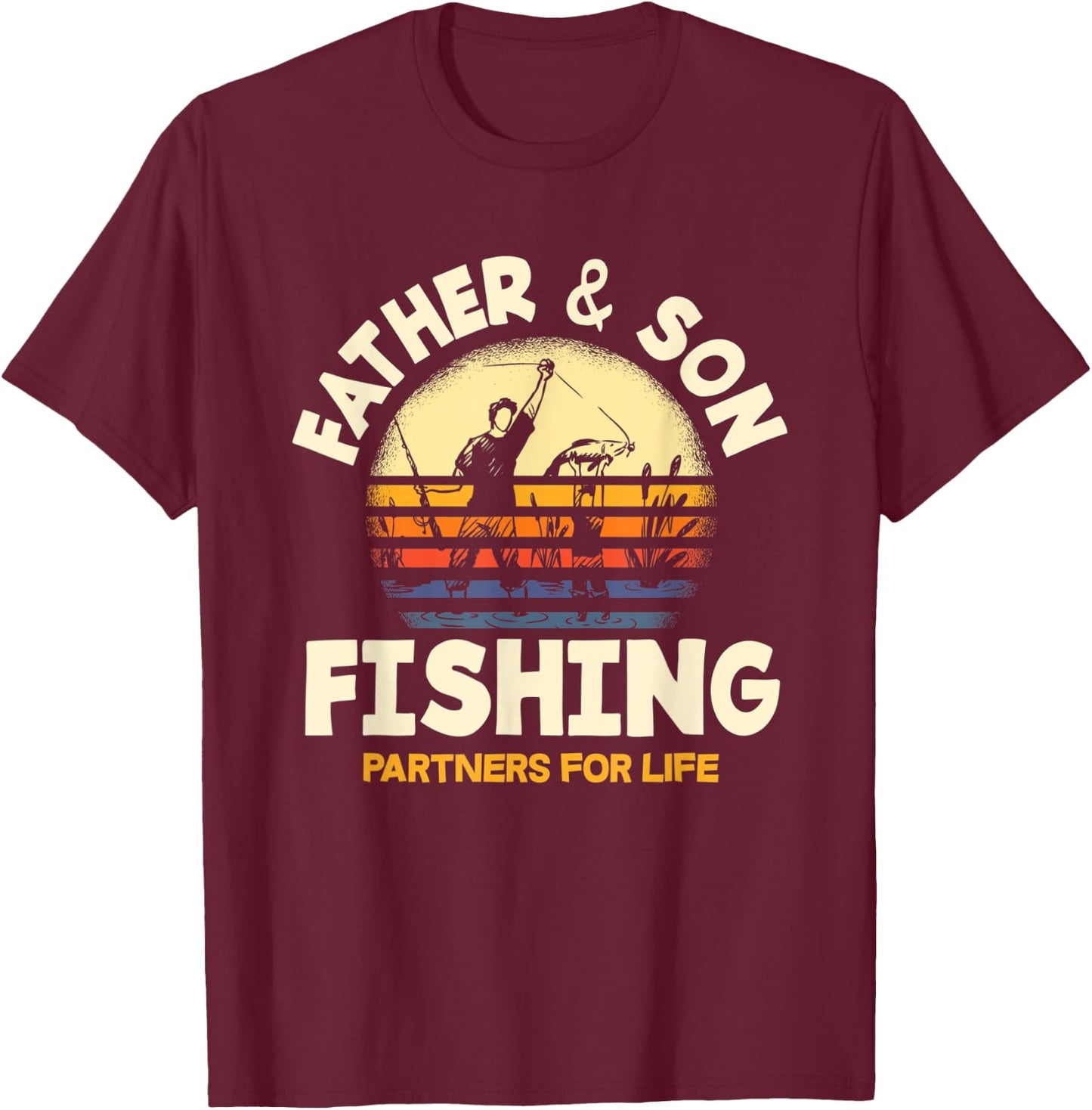 Father and Son Fishing Partners For Life Funny Fishing T-Shirt - T-Shirt | Maroon
