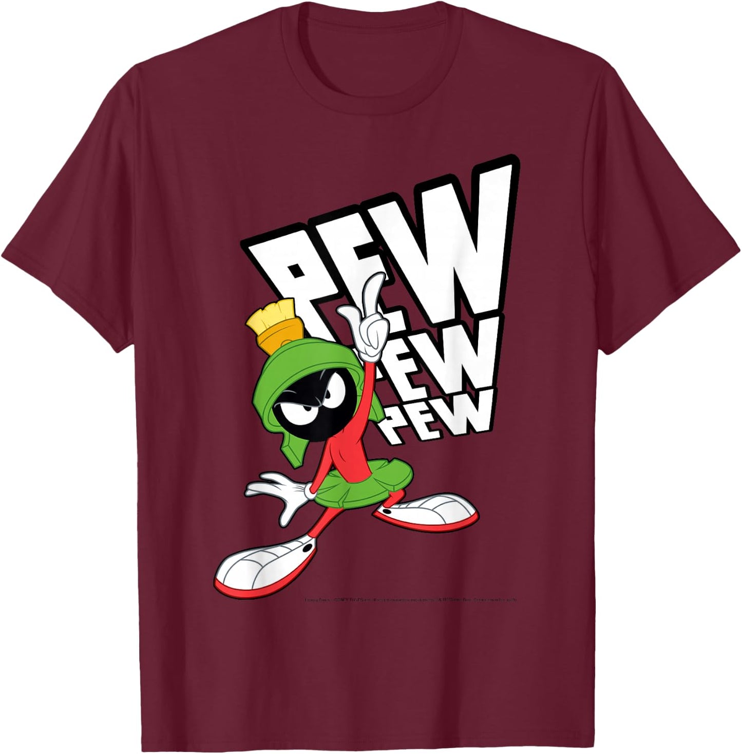 Looney Tunes Marvin The Martian Pew Pew Pew Small T-Shirt - T-Shirt | Maroon