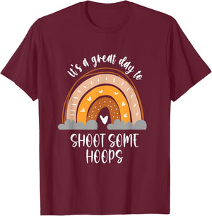Basketball shoot hoops Boho Kids Heart Rainbow T-Shirt - T-Shirt | Maroon