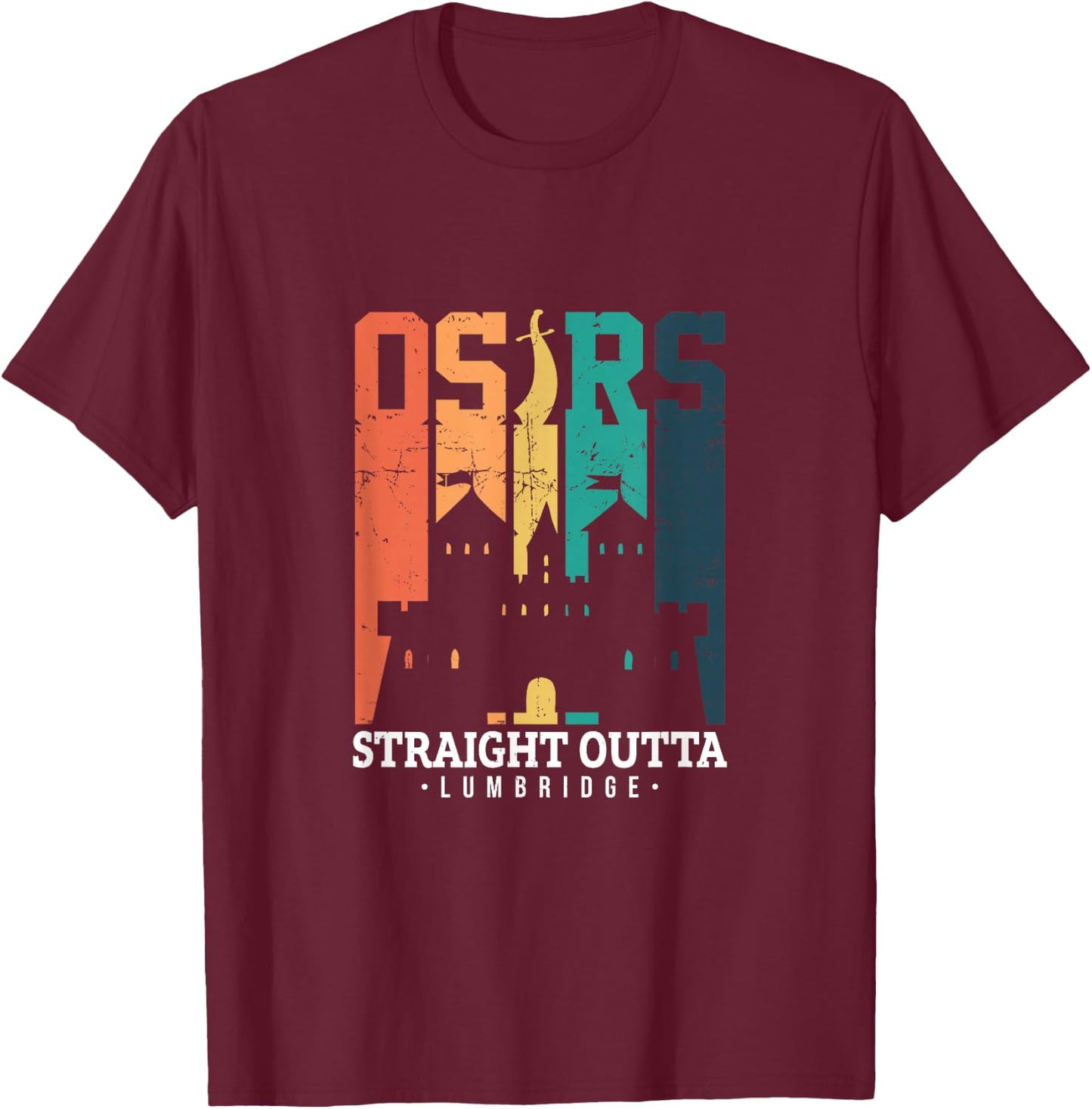 KP e-commerce Women's Straight Outta Lumbridge Gaming , Black, Small T-Shirt - T-Shirt | Maroon