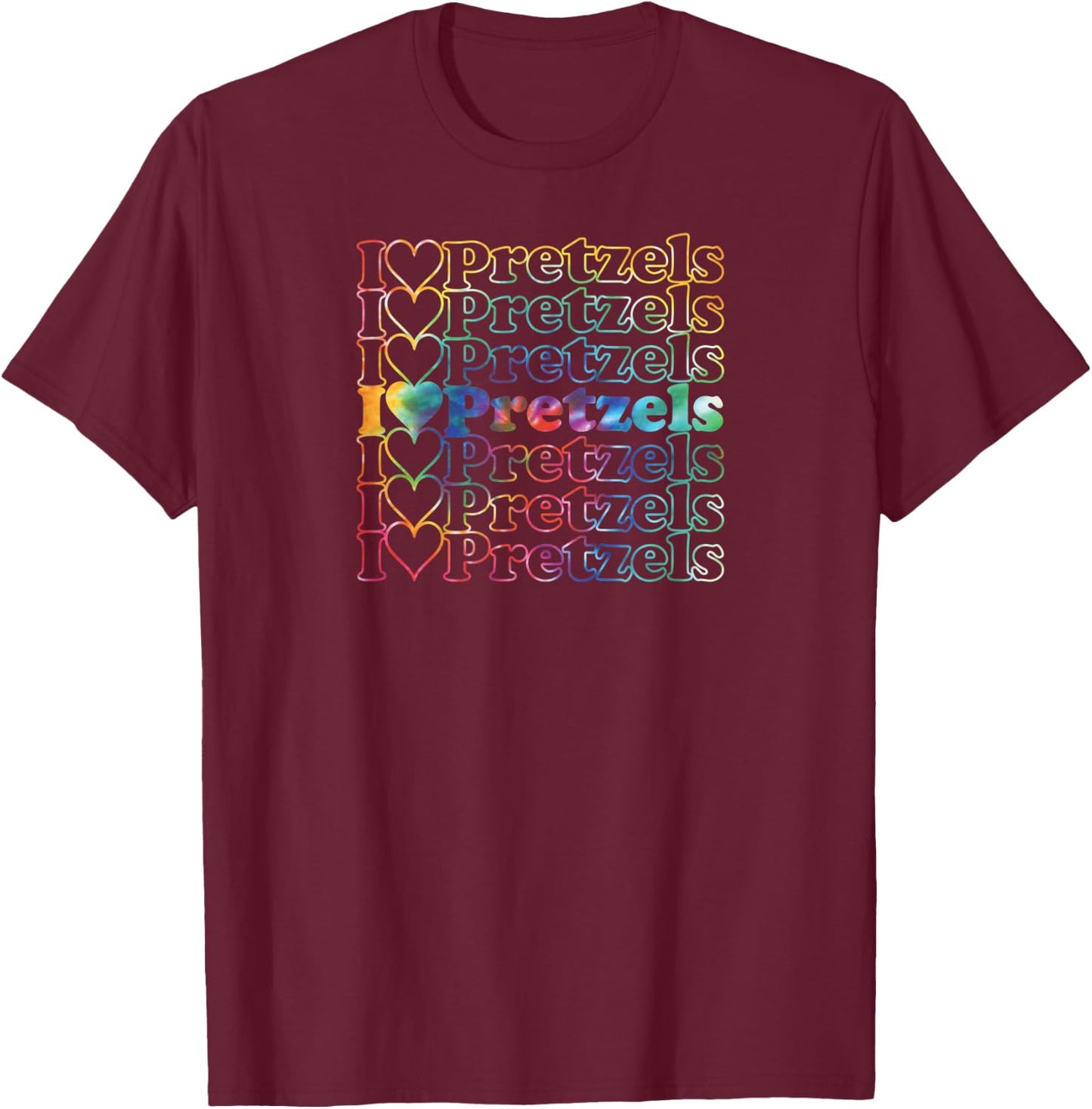 Pretzels Tie Dye Cool Vintage Inspired T-Shirt - T-Shirt | Maroon