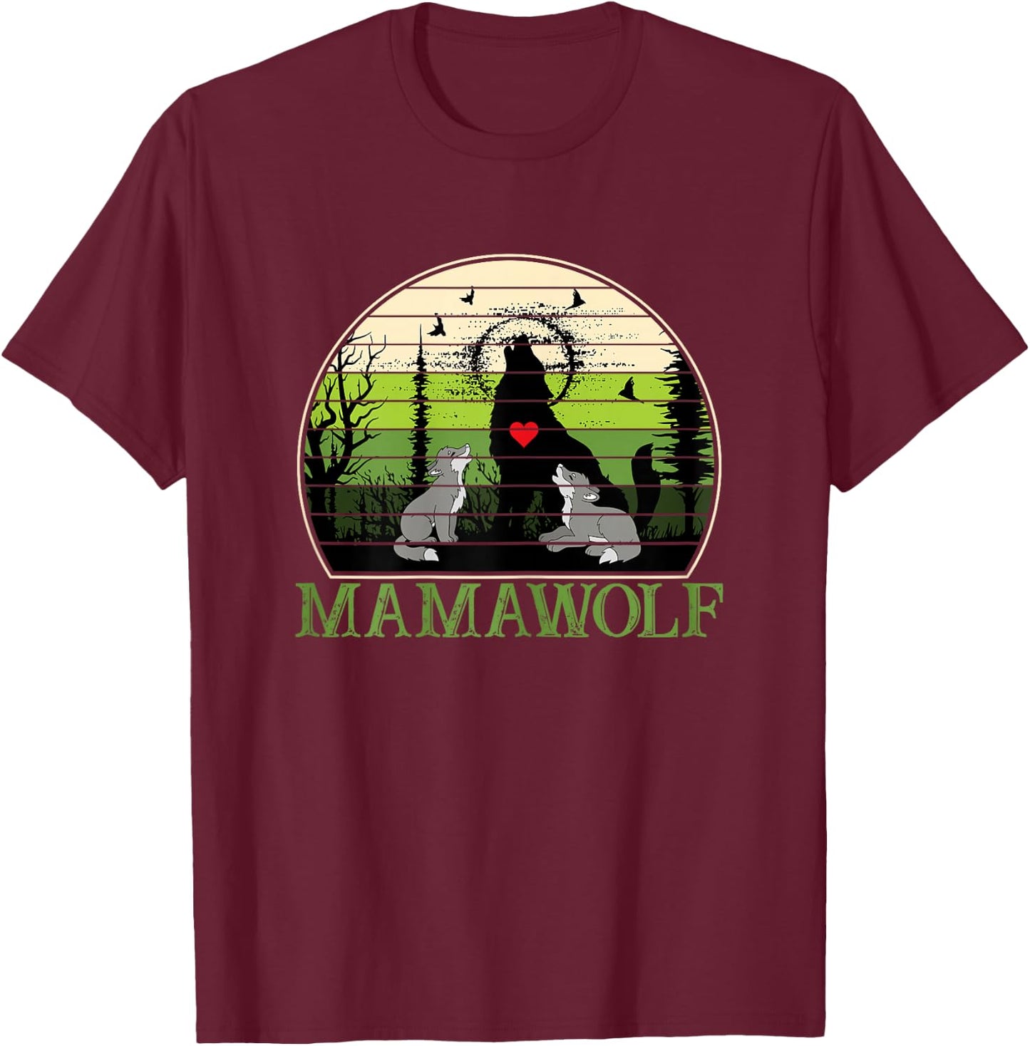 Mama Wolf Cute Mothers Day Gift Moms T-Shirt - T-Shirt | Maroon