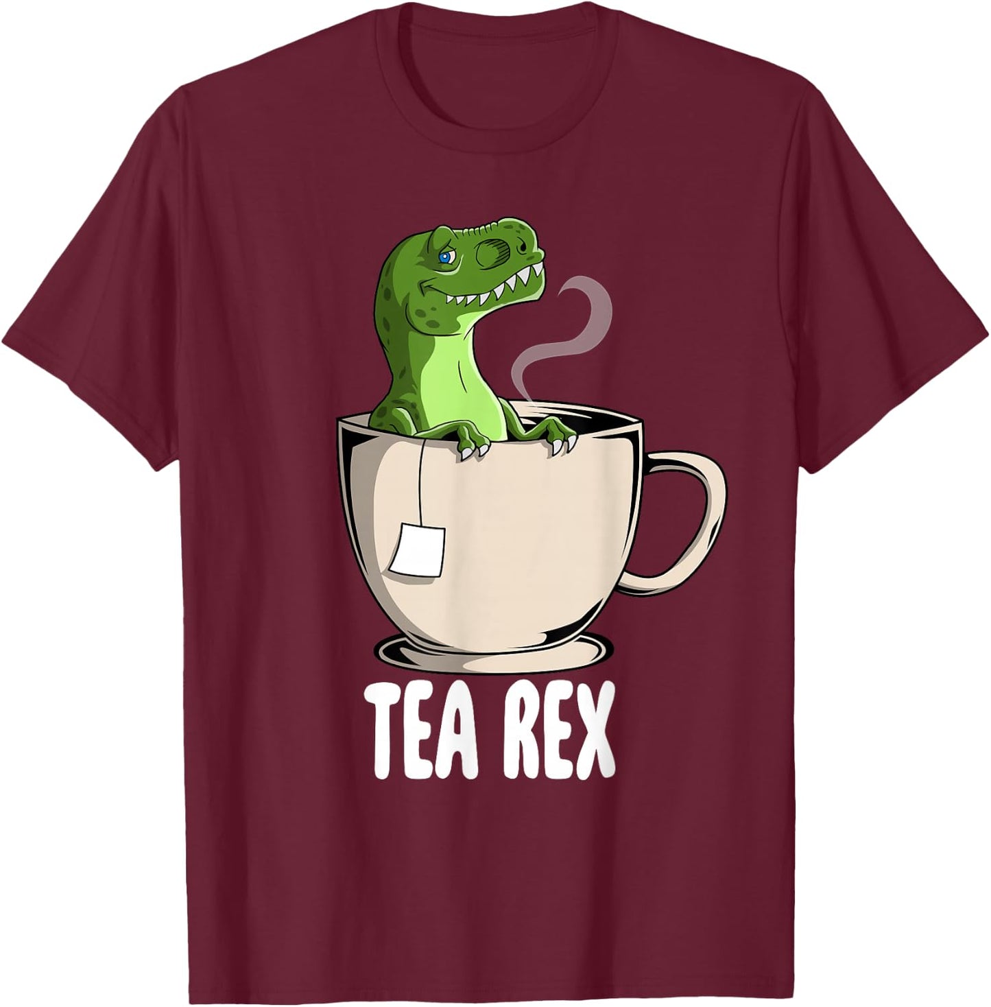 Tea Rex Shirt T-Rex Dinosaur Joke Pun Humor Funny Dino T-Shirt - T-Shirt | Maroon