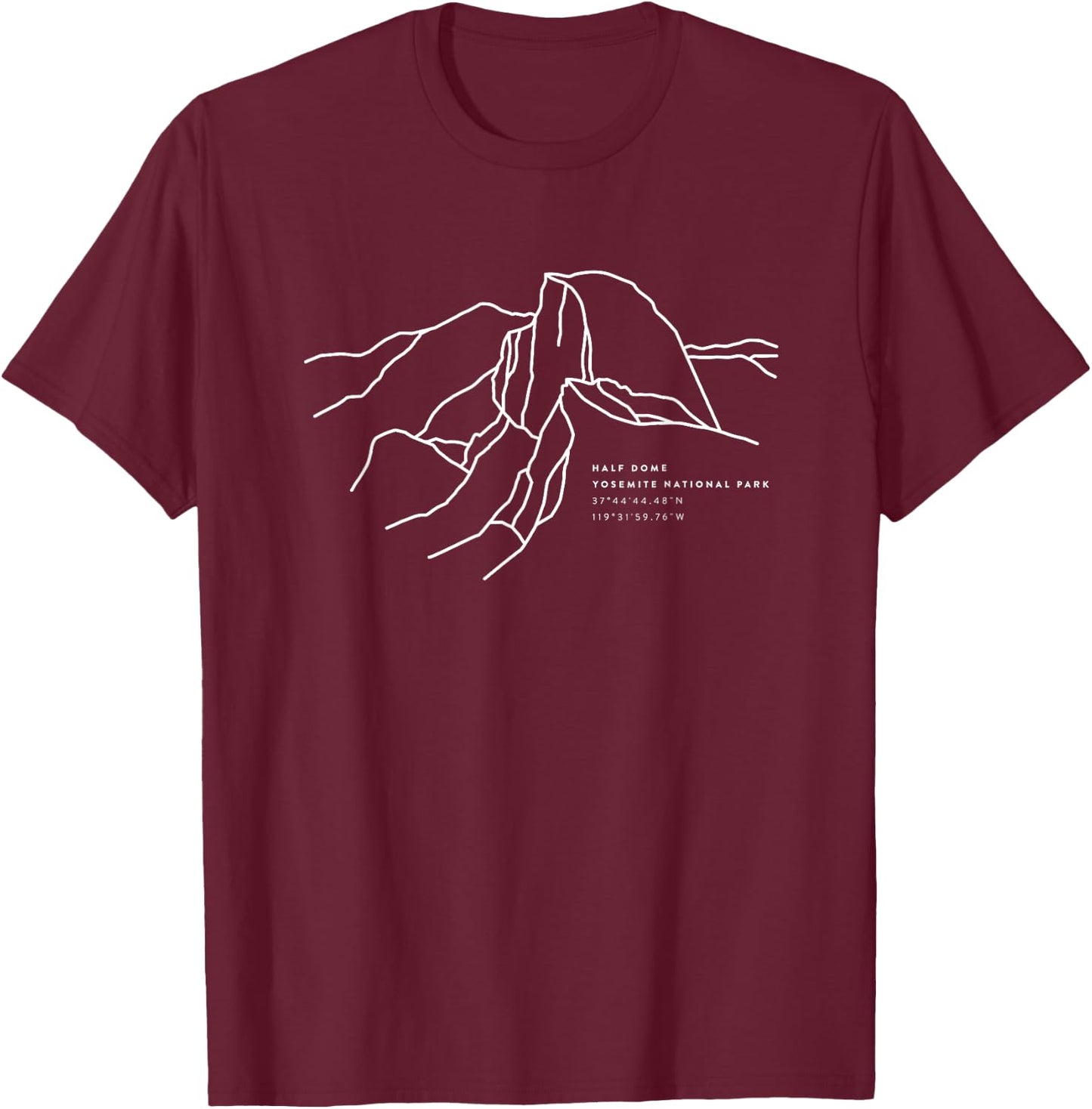Places Around The World: Half Dome, Yosemite National Park T-Shirt - T-Shirt | Maroon