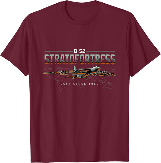 Military Aircraft B-52 Buff Since 1955 Global Reach T-Shirt - T-Shirt | Maroon