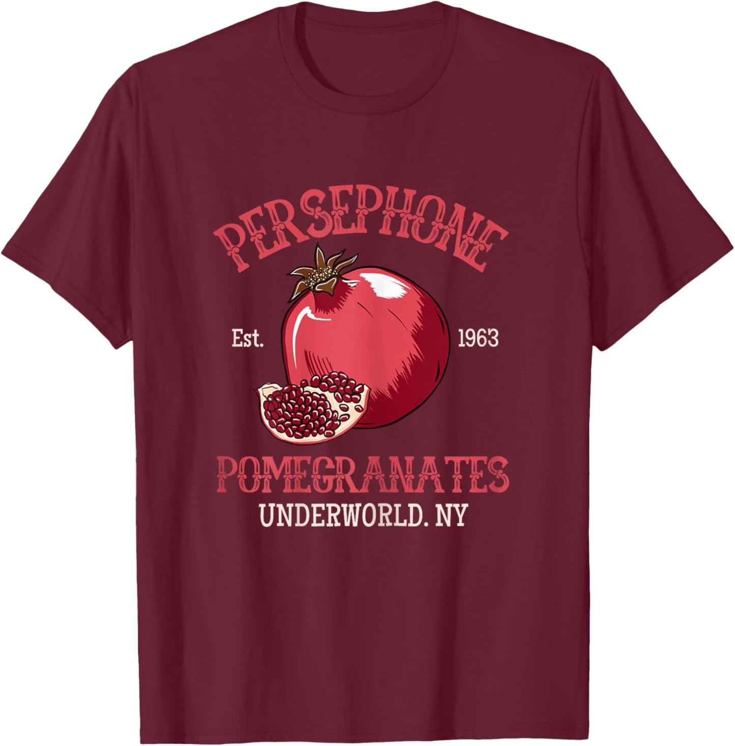 Greek Mythology Persephone's Pomegranates , Female X-Small, Black T-Shirt - T-Shirt | Maroon