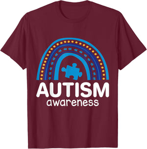 Autism Awareness Month Rainbow T-Shirt - T-Shirt | Maroon