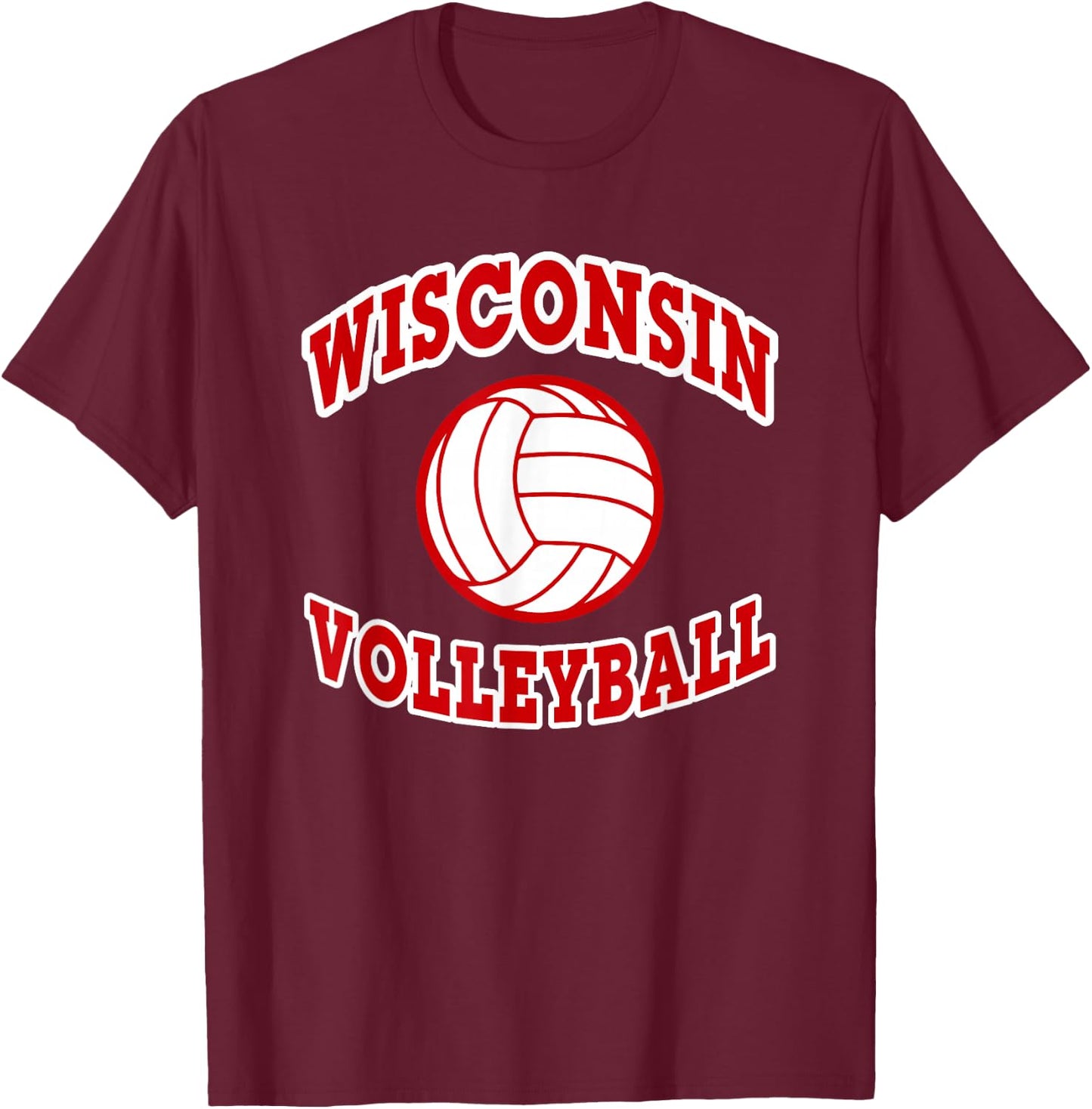 Wisconsin Volleyball Classic Style T-Shirt - T-Shirt | Maroon