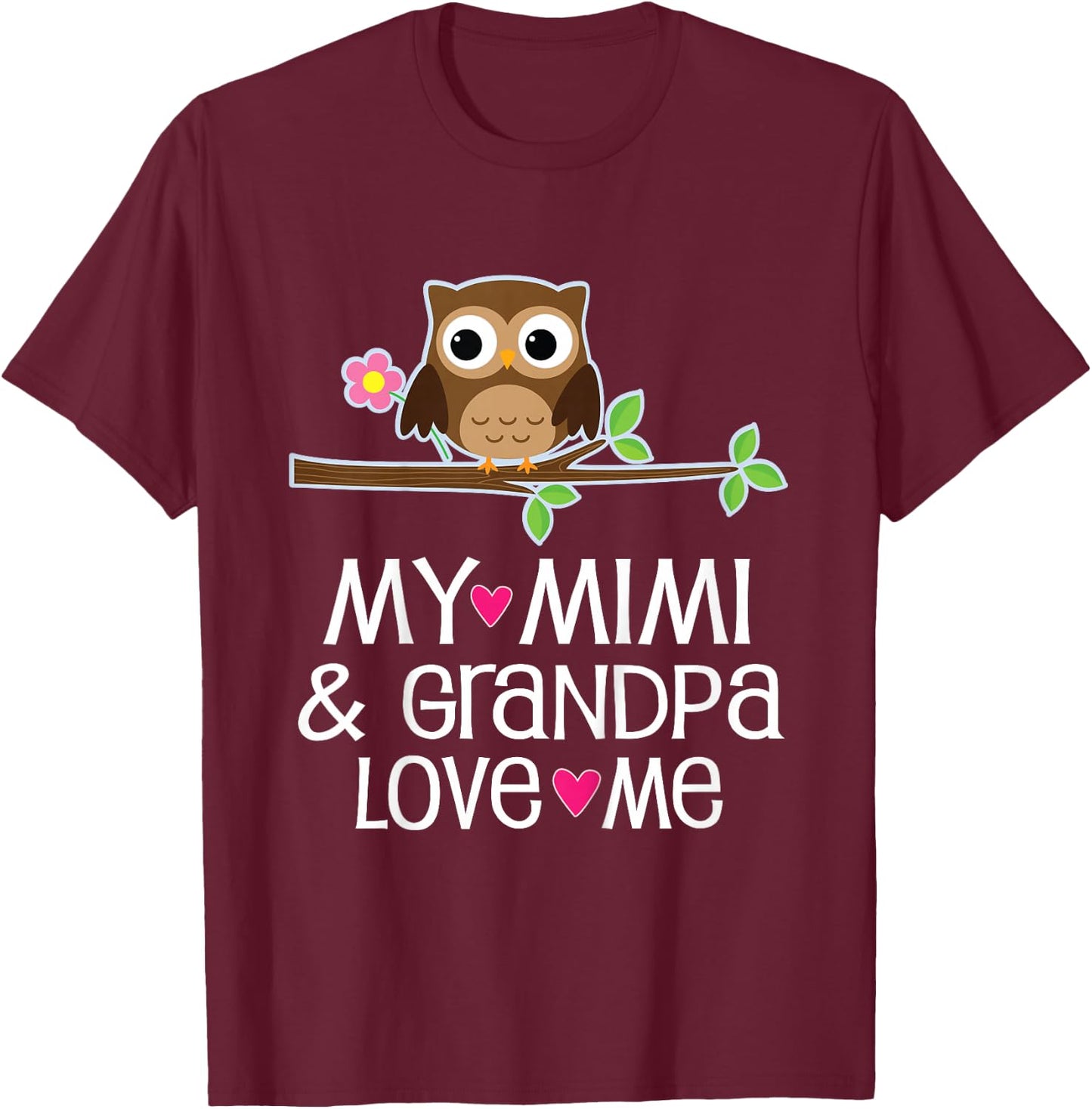 Mimi and Grandpa Love Me T-Shirt - T-Shirt | Maroon