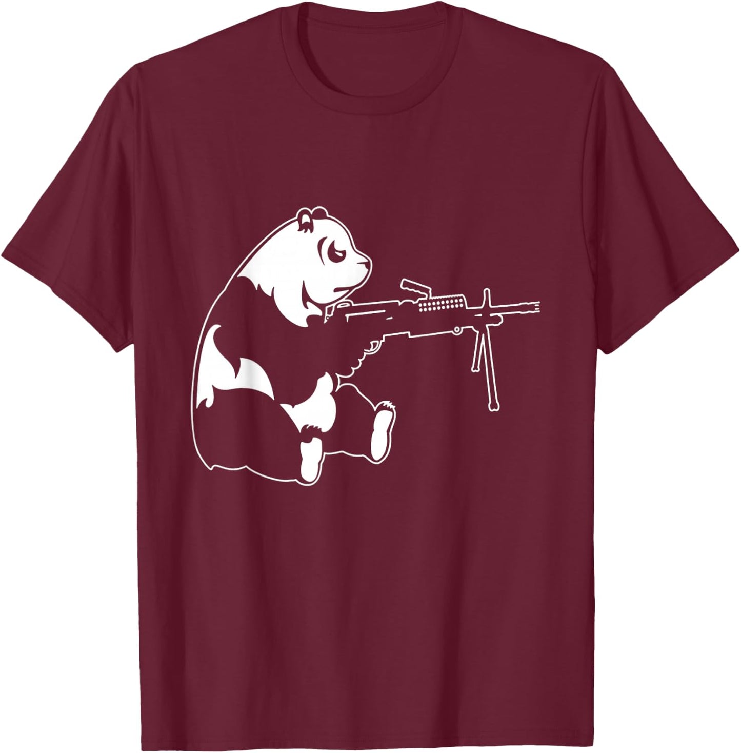 Panda Machine Gun T-Shirt - T-Shirt | Maroon
