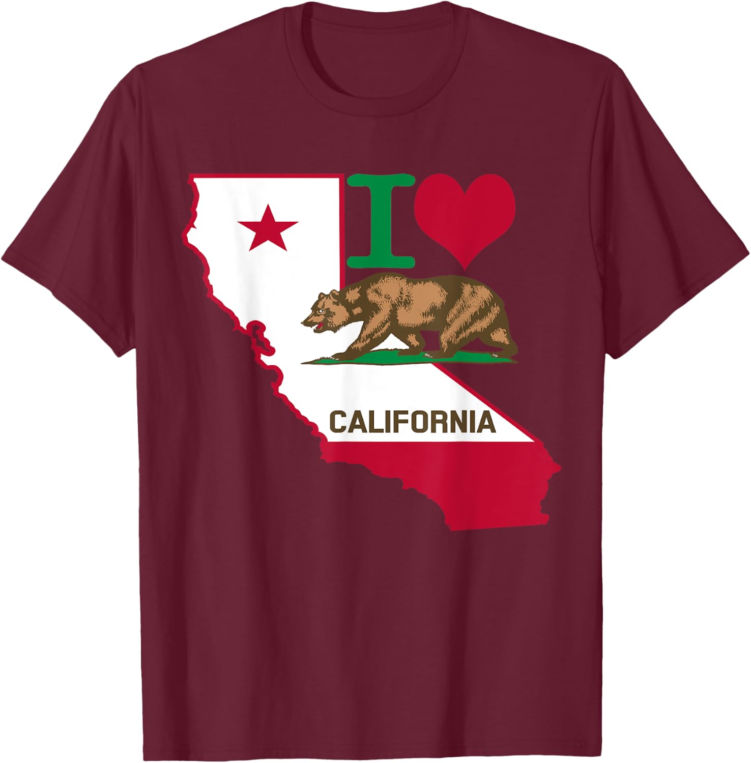 I Love California T-Shirt - T-Shirt | Maroon