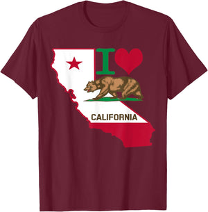 I Love California T-Shirt - T-Shirt | Maroon