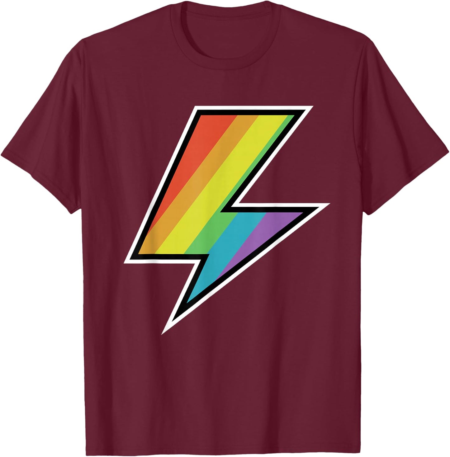 Cool Vintage Rainbow Lightning Bolt LGTBQ Pride T-Shirt - T-Shirt | Maroon