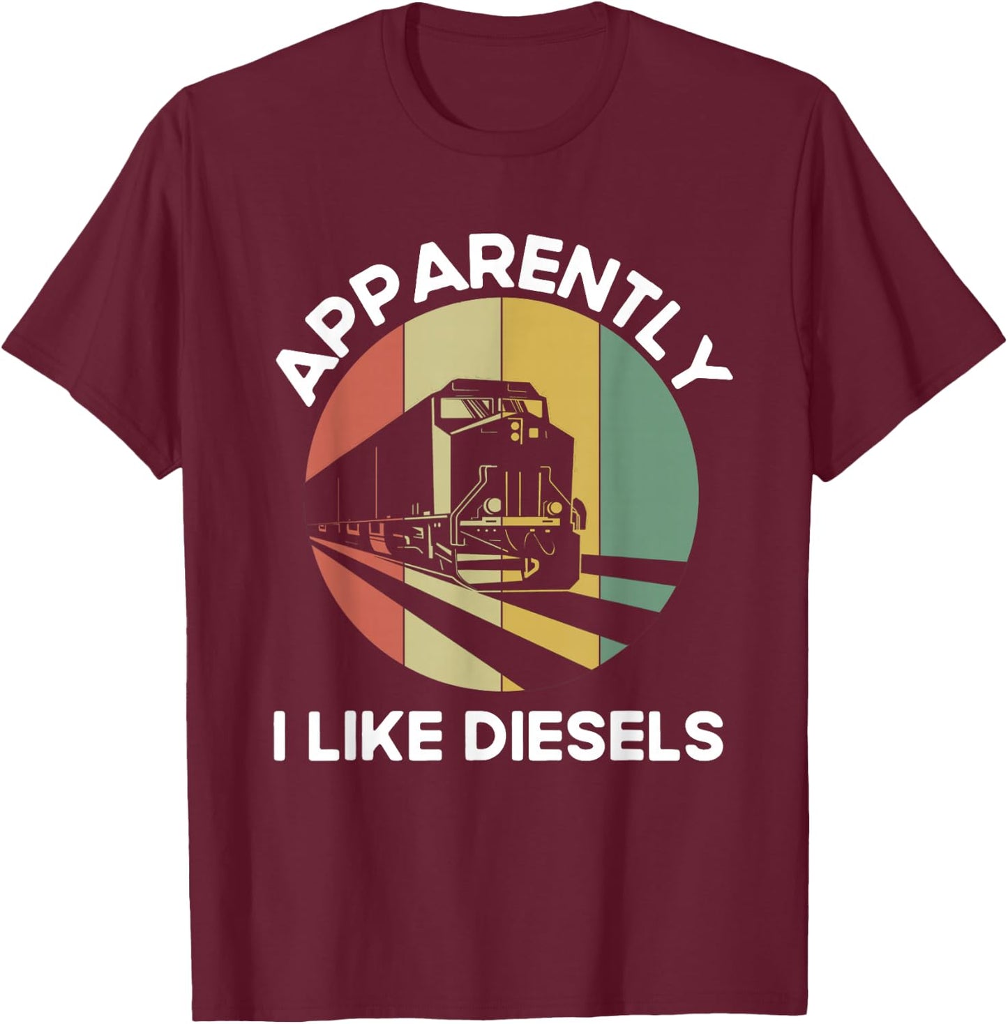 Diesel Locomotive Retro Model Train Enthusiasts Diesel Train T-Shirt - T-Shirt | Maroon