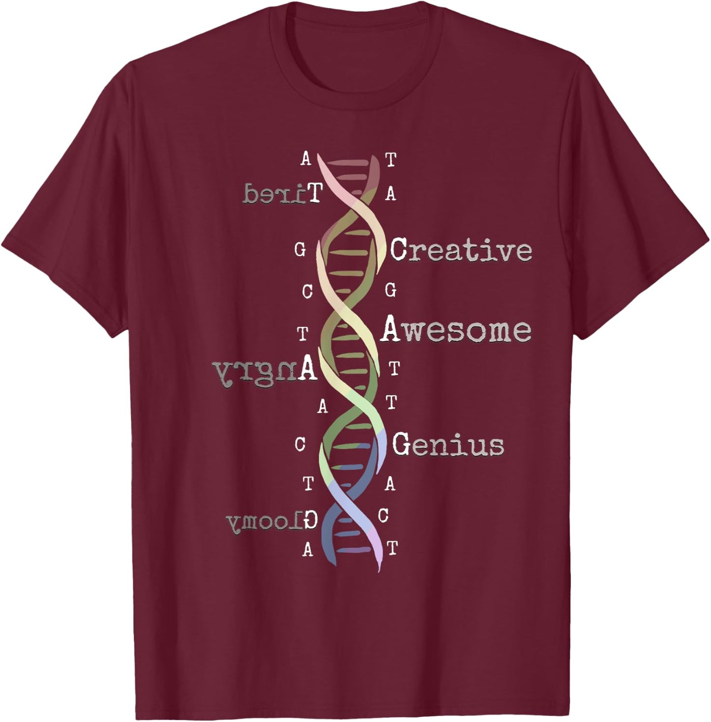 Rainbow DNA Awesome Genome Funny Science Birthday Gift T-Shirt - T-Shirt | Maroon