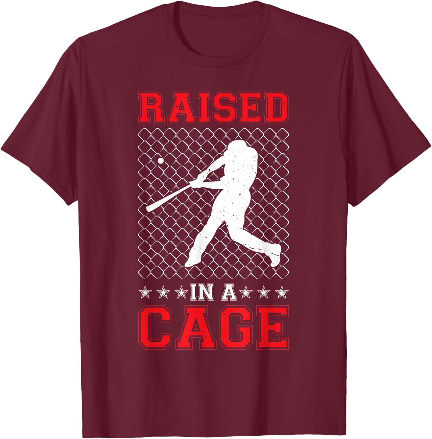 Raised In A Cage T-Shirt - T-Shirt | Maroon
