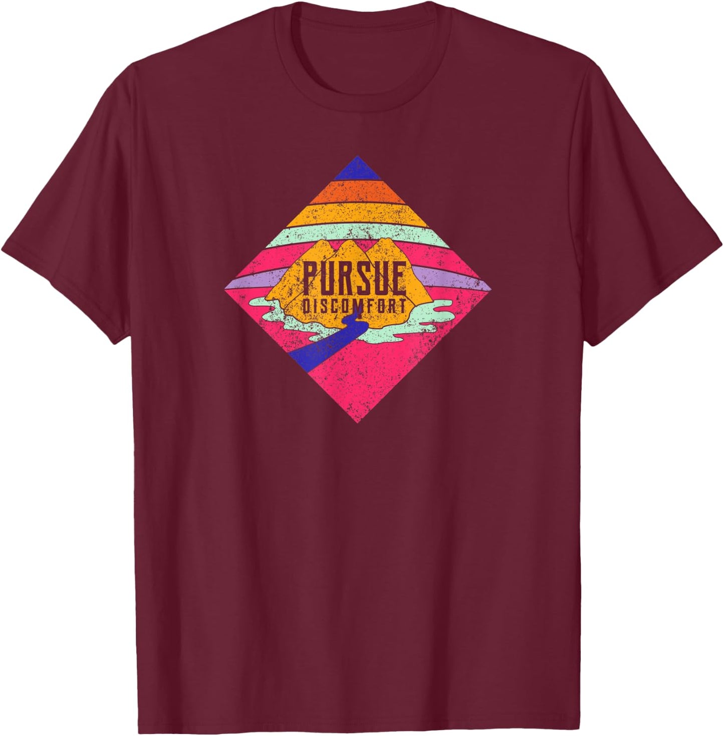 Pursue Discomfort. Quote-Personal Trainer/Coach Retro T-Shirt - T-Shirt | Maroon