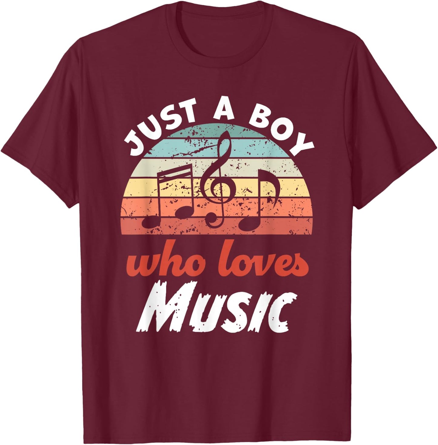 Just A Boy Who Loves Music Kids Music Boys T-Shirt - T-Shirt | Maroon