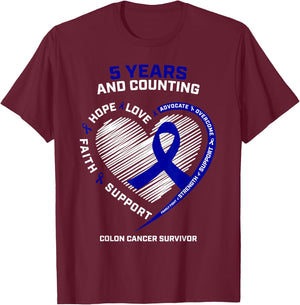 5 Years Cancer Free Colon Cancer Survivor Gifts Women Men T-Shirt - T-Shirt | Maroon