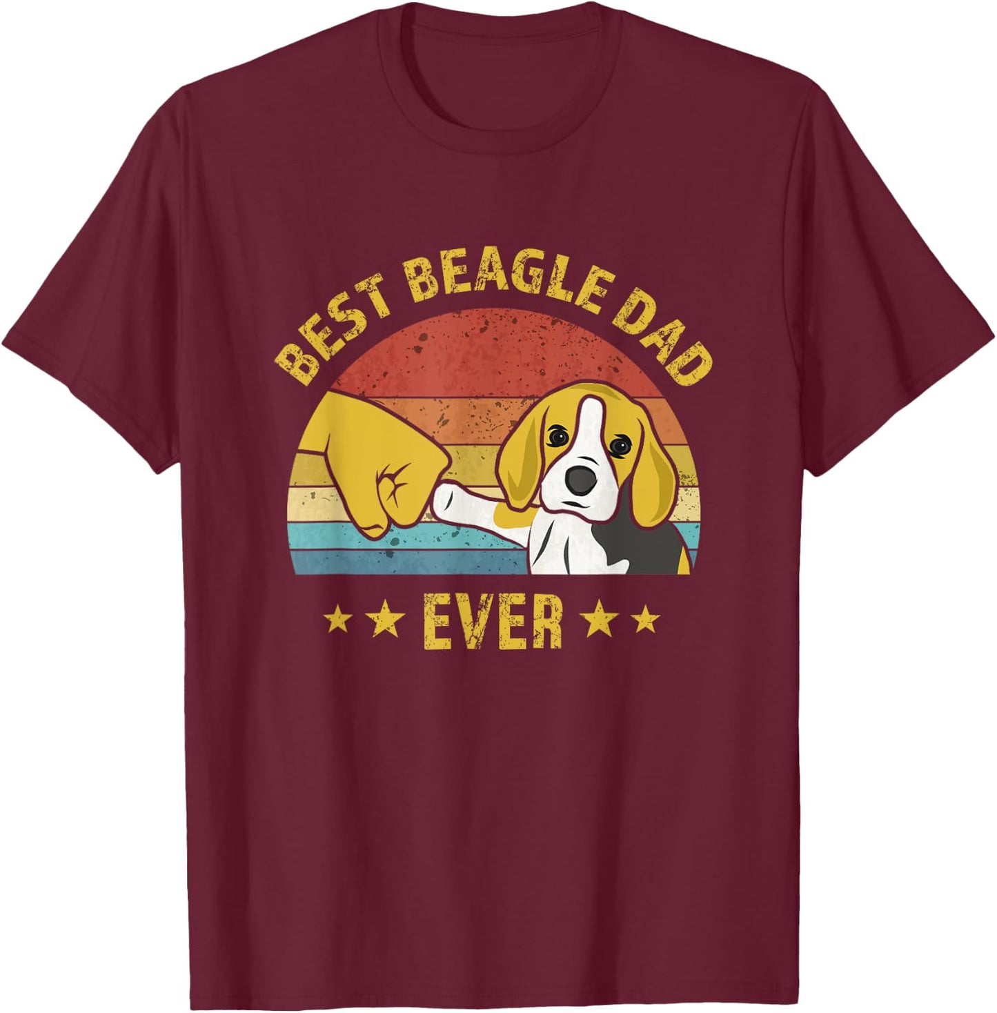 Cute Best Beagle Dad Ever Vintage Puppy Lover Retro Design T-Shirt - T-Shirt | Maroon