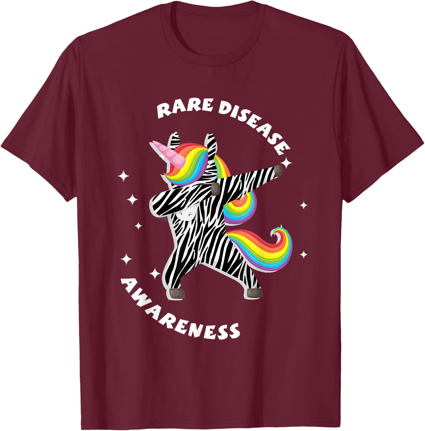 Kids Unicorn Rare Illness Awareness Zebra Disease T-Shirt - T-Shirt | Maroon