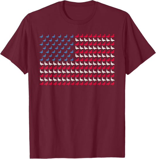 Mallard American Flag Duck US 4th Of July Drake USA Gift T-Shirt - T-Shirt | Maroon
