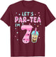 Let's Par-tea I'm 7 Years Old 7th Birthday Bubble Boba Tea T-Shirt - T-Shirt | Maroon