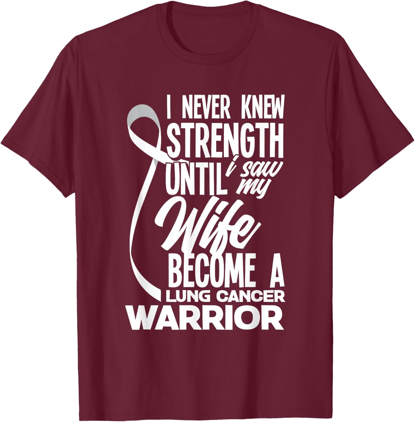 Proud Husband Of A Lung Cancer Warrior Wife Lung Cancer T-Shirt - T-Shirt | Maroon