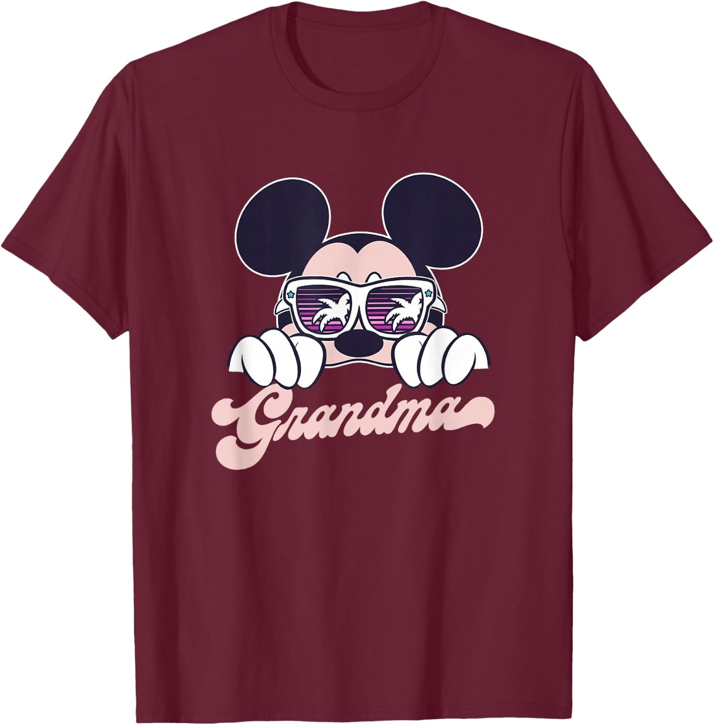 Disney Mickey and Friends Mickey Summer Vibes Grandma Logo T-Shirt - T-Shirt | Maroon