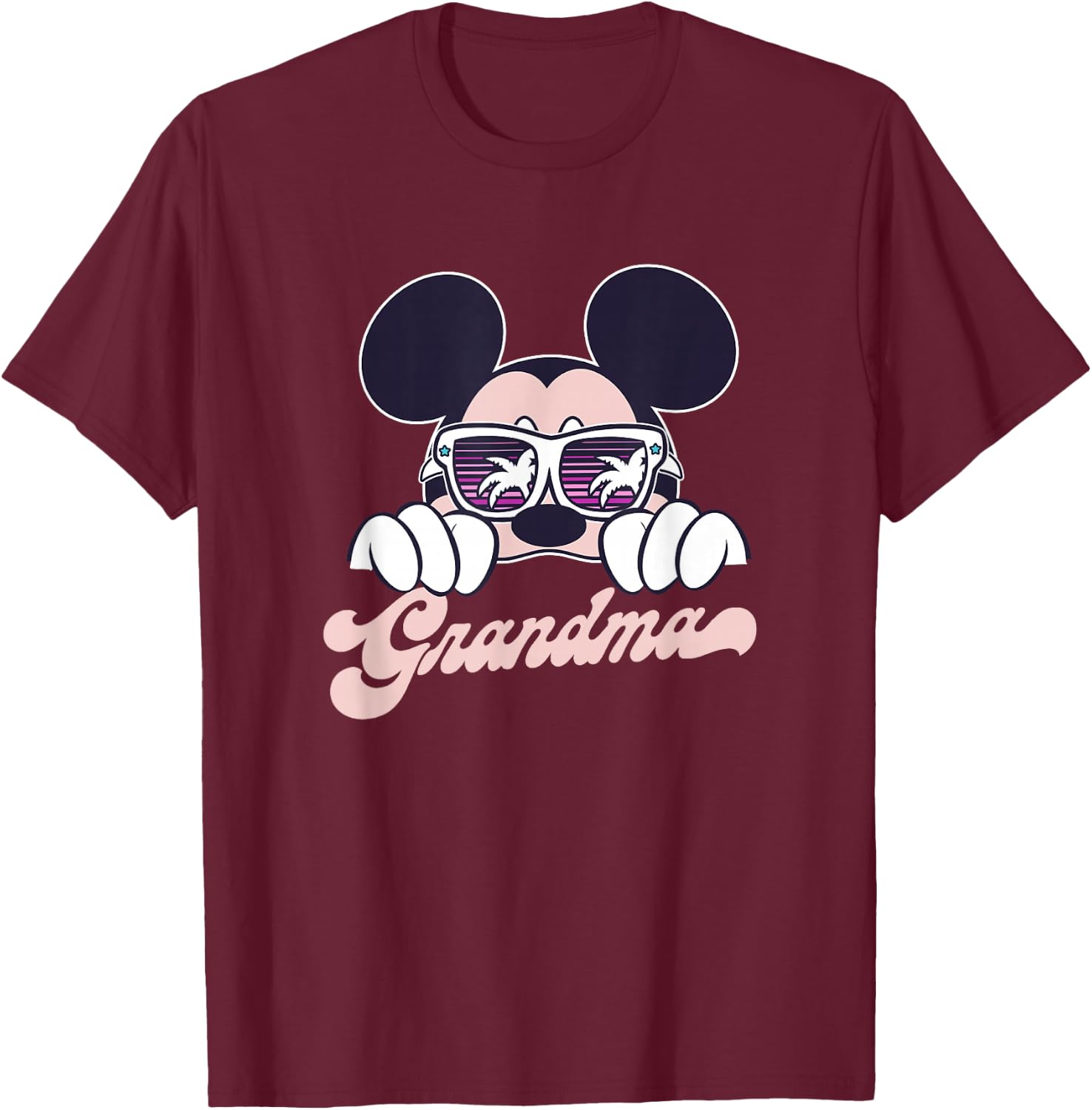 Disney Mickey and Friends Mickey Summer Vibes Grandma Logo T-Shirt - T-Shirt | Maroon
