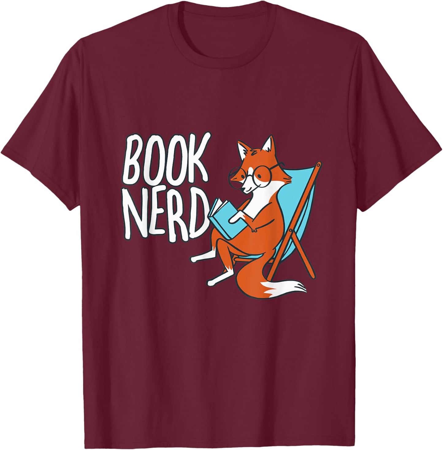 Fox Book Reading Retro Nerd Funny Librarian Boys Girls Kids T-Shirt - T-Shirt | Maroon