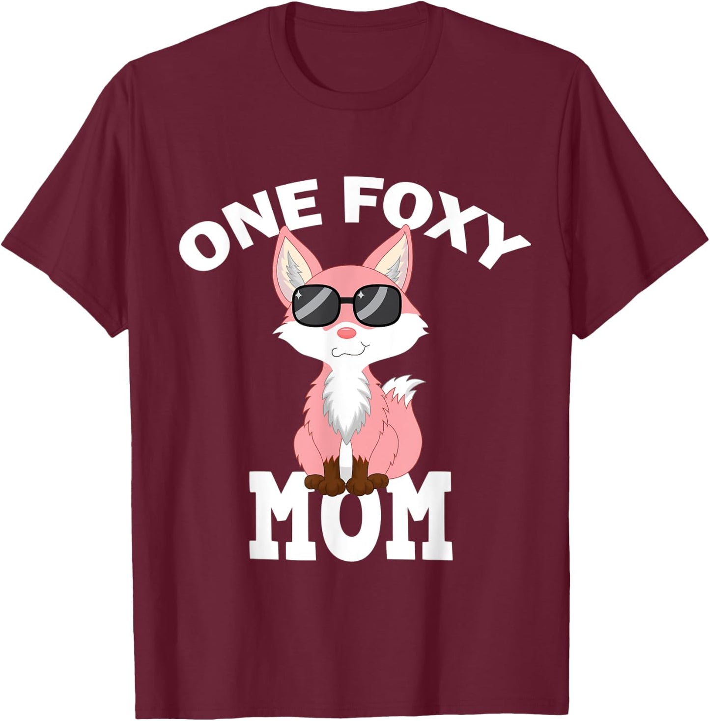 One Foxy Mom Fox Pun T-Shirt - T-Shirt | Maroon