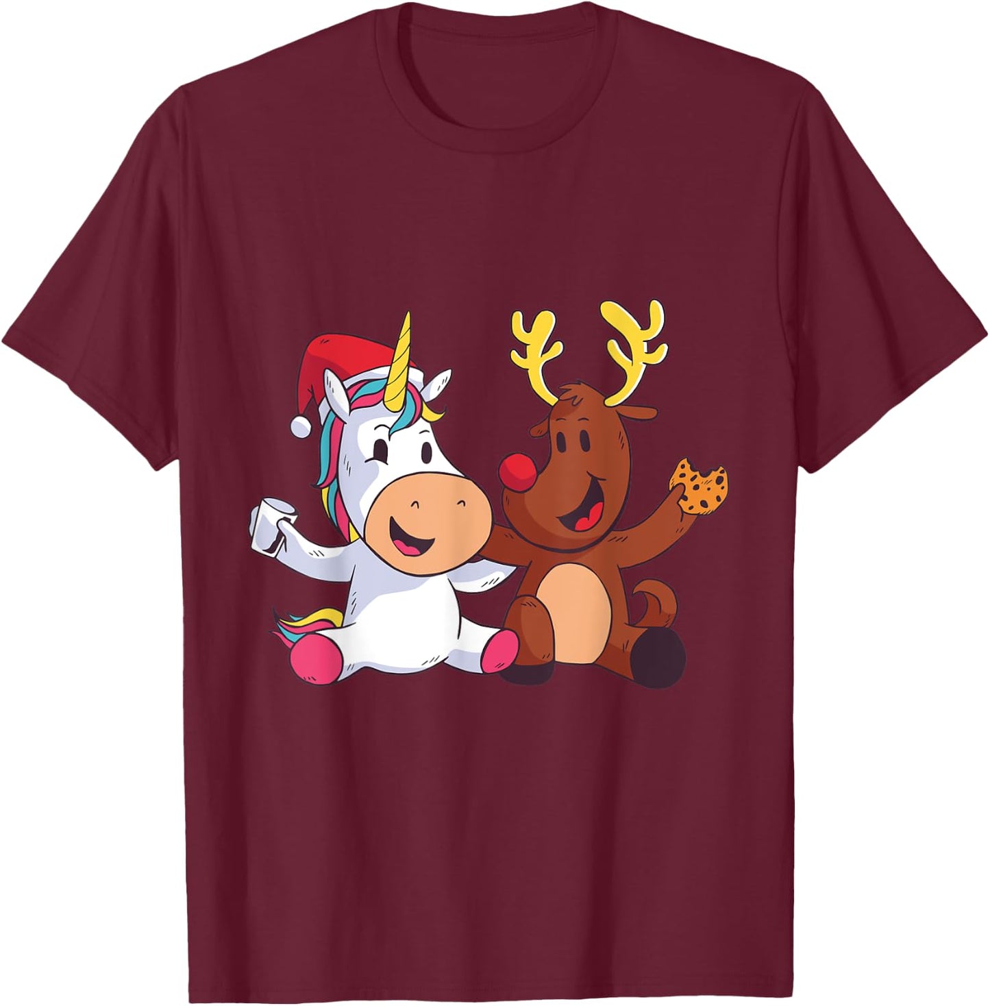 Reindeer Rudolph Christmas Ren Red Nosed Unicorn Gift T-Shirt - T-Shirt | Maroon