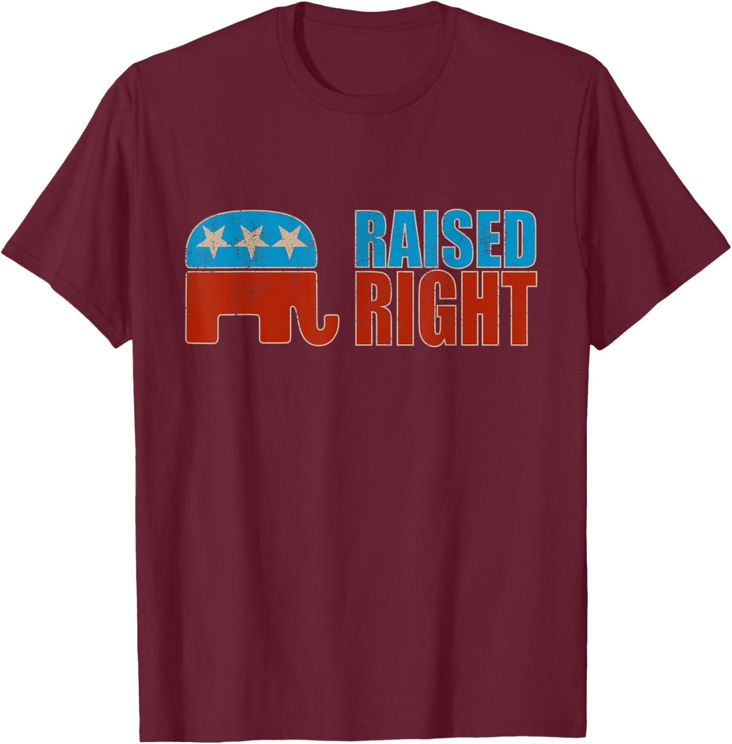 Raised Right Trump 2020 Republican Conservative T-Shirt - T-Shirt | Maroon