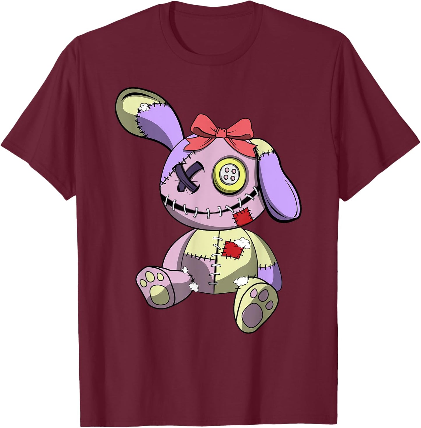 Japanese Kawaii Pastel Goth Cute Anime Creepy Teddy Bear T-Shirt - T-Shirt | Maroon