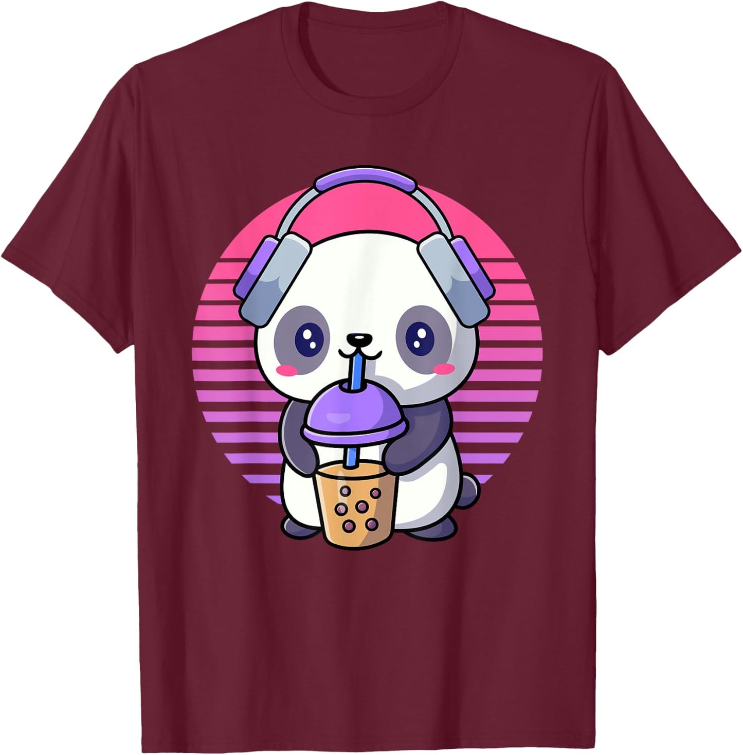Retro K-Pop Shirts For Teen Girls Women KPop And Bubble Tea T-Shirt - T-Shirt | Maroon