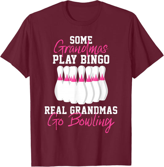 Funny Bowling Gift Grandma T-Shirt - T-Shirt | Maroon