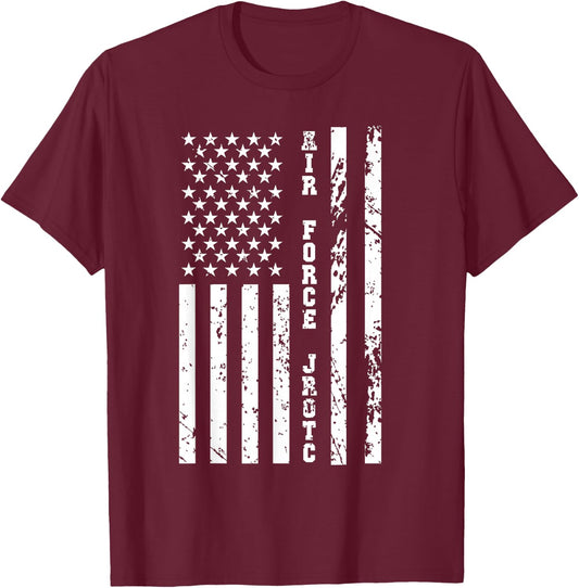 USAF JROTC Air Force Junior ROTC w US Flag T-Shirt - T-Shirt | Maroon