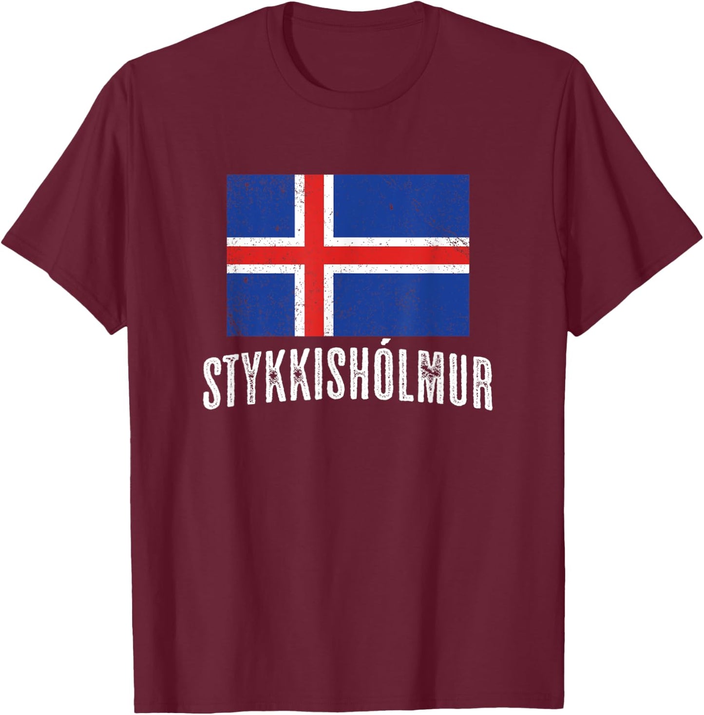 City of Stykkishólmur ICELAND | Icelandic Flag Novelty Merch T-Shirt - T-Shirt | Maroon