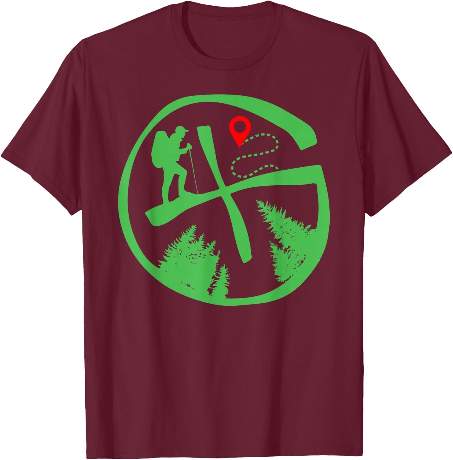 Geocaching Geocache Hiking Outdoor - -Adults, -Kids - Black - Short Sleeve - Small - Classic Fit - Cotton, Polyester Blend T-Shirt - T-Shirt | Maroon