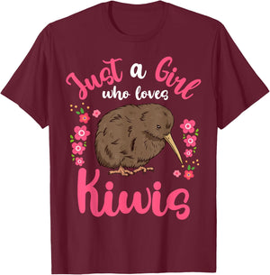 Kiwi Bird Just a Girl Who Loves Kiwis T-Shirt - T-Shirt | Maroon