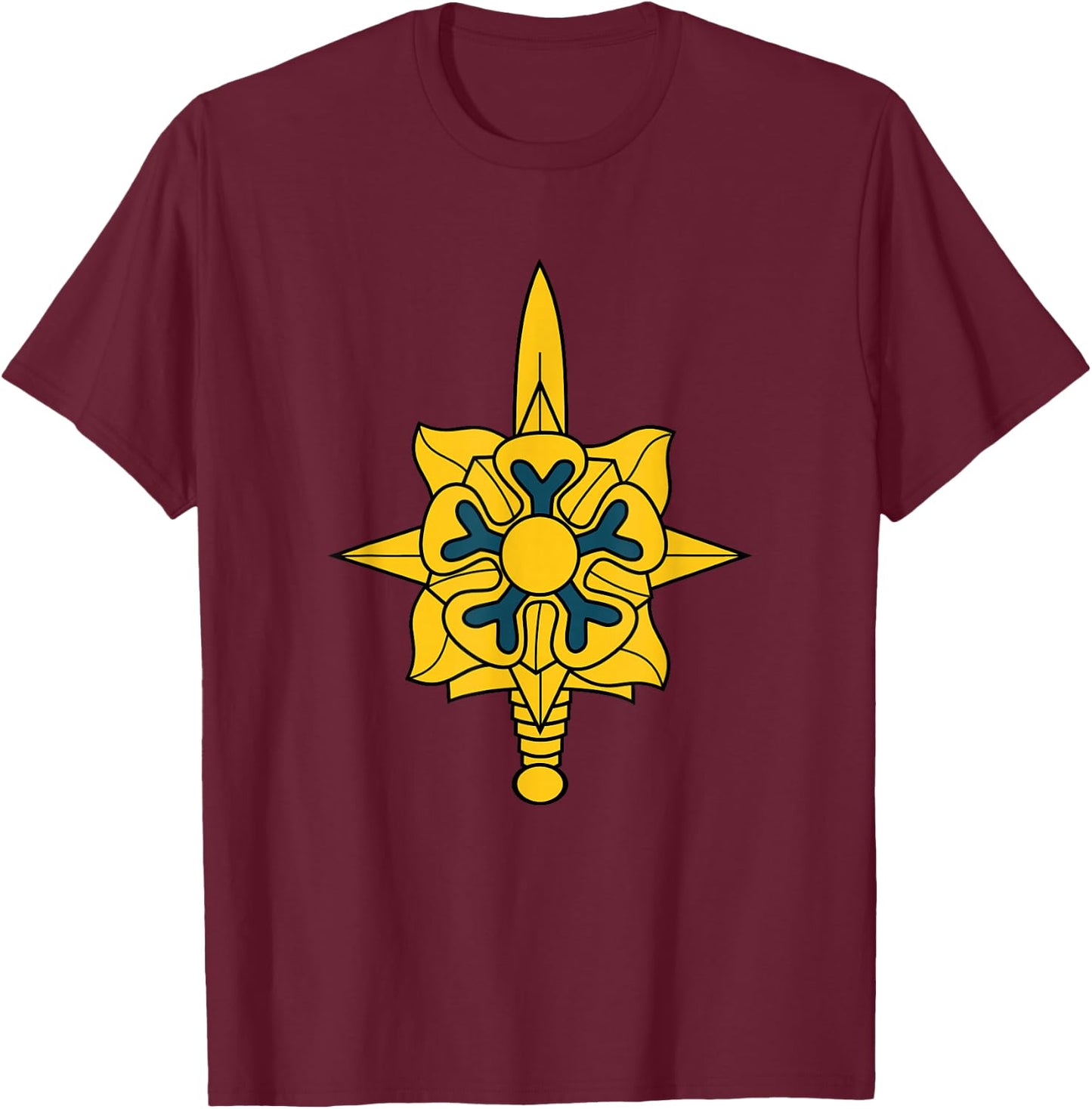 Army Military Intelligence Corps Branch Veteran Insignia T-Shirt - T-Shirt | Maroon