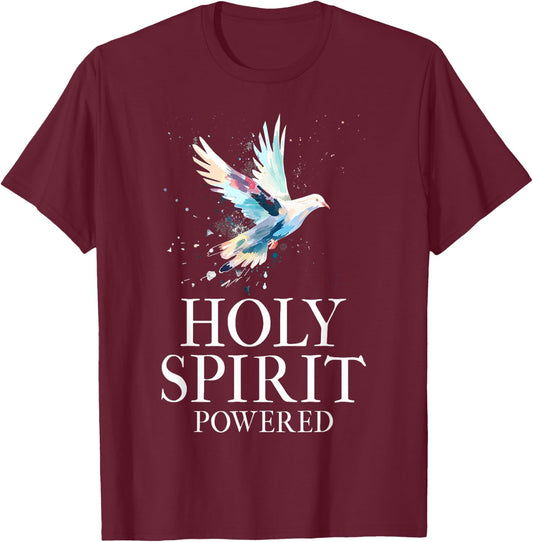 Christian White Dove Bird Watercolour Holy Spirit T-Shirt - T-Shirt | Maroon