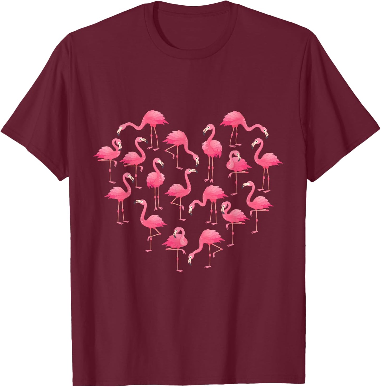 Pink Flamingo Heart love Girls Kids Cute Flamingo T-Shirt - T-Shirt | Maroon